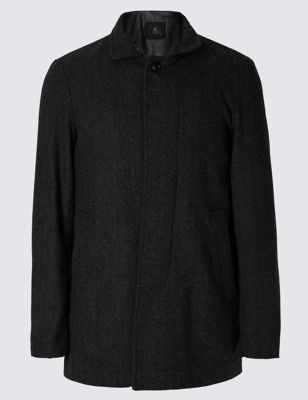 Buttonsafe&trade; Texture Funnel Neck Coat with Wool